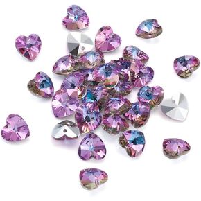 Cheriswelry Glass Heart Shape Pendants Love Heart Dangle Charms Hang Ornament for DIY Craft Necklace Jewelry Making