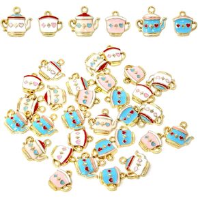 Honbay 30PCS Metal Teapot Tea Cup Charms Pendant Antique Silver Plated Coffee Mug Jewelry Findings for DIY Necklace Earring Bracelet Keychain Craft Making