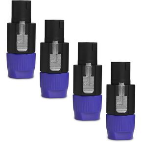 4 Pack Professional SpeakON Speaker Adapter Connectors - Audio Speaker Plug Twist Lock 4 Pole Compatible with Neutrik SpeakON NA4LJ, NA4LJX, NL4MP, NL4MPR, NL4FC, NL4FX (Type1/Red)
