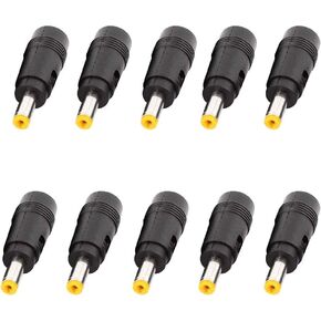 DC Power Converter Plug, 4.8mm x 1.7mm Male to 5.5mm x 2.1mm Female Jack Adapter Connector Black & Yellow Tip 10pcs
