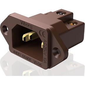 Viborg AC 250V 10A IEC320 C14 Panel Mount Plug Adapter Power Connector Socket Screw Mount 3 Pins Inlet Male Power Plug Socket Audio Grade (Gold Plated, Black)