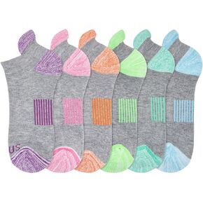 6 Pairs Women's Ankle Socks for Running Athletic Workout No Show Socks Soft Cushioned Low Cut Tab Socks,Multicolored