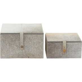 Deco 79 Eclectic Hide Leather Box, 8", 10"W, Gray