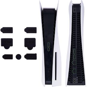 PlayVital Silicone Dust Plug Set for ps5 console, USB HDMI Interface Type A/C LAN Port Dust Cover Stopper for ps5 Digital & Disc Edition Console, Dustproof Plug Accessories for ps5 Console - Black