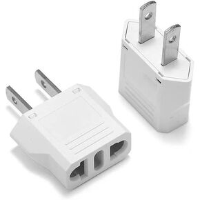 Europe to United States Travel Power Adapter to Connect European Electrical Plugs to North American Power Outlets for Cell Phones, Tablets, eReaders, and More (2-Pack, White)