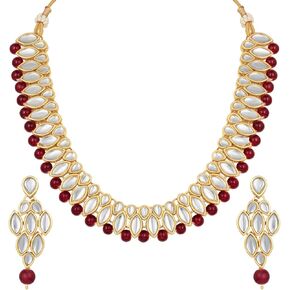 Aheli Traditional Pearl Kundan Studded Choker Necklace & Drop Earrings Jewelry Set for Women