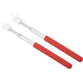 PATIKIL Telescopic Teachers Pointer Stick, 2 Pcs Classroom WhiteBoard Teacher Hand Finger Mini Pointer for Presentation Speaker Guide Coach, Red Style 2