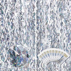10 Pieces 3.3 x 6.6 Ft Foil Fringe Backdrop Party Wavy Tinsel Fringe Curtain Streamer for Happy New Year Carnival Party Favor 80s 90s Disco Ocean Sea Mermaid Birthday Wedding(Blue)