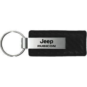 Jeep Rubicon Black Carbon Fiber Texture Leather Key Chain