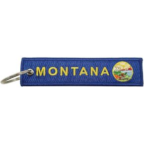 Montana State Flag Key Chain, 100% Embroidered