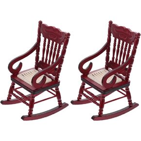 Ibasenice 2 قطعة كرسي خشبي صغير لبيت الدمى كراسي هزازة خشبية صغيرة نموذج لـ 1: 12 ملحقات تزيين أثاث بيت الدمى in Kuwait