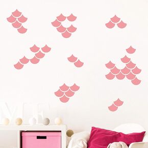 40 Pcs Mermaid Scale Wall Decal, Nursery Decor, Geometric Decals, Modern Wall Decals, Unique Wall Decor for Kids, Wall Decals for Girls Boys Room(Y06) (Soft Pink)