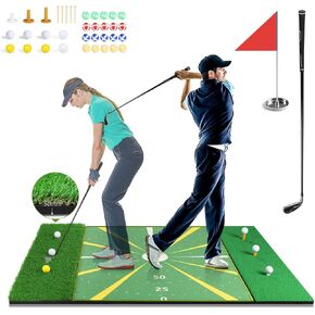 Golf Hitting Mat 5 x 4 ft Floating Golf Green for Pool Golf Turf Practice Mat Outdoor Indoor Perfect Golf Gift for Backyard Driving Chipping Swing, Men/Dad/Husband/Boys/Golf Lovers