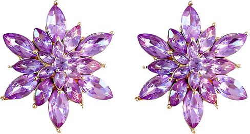 Rhinestone Flower Stud Earrings for Women Elegant Large Big Sparkly CZ Cubic Zirconia Daisy Sunflower Floral Cluster Flower Burst Stud Earrings Bridal Wedding Party Prom Costume Jewelry Bride Bridesmaids Birthstone Birthday Gift in Saudi Arabia