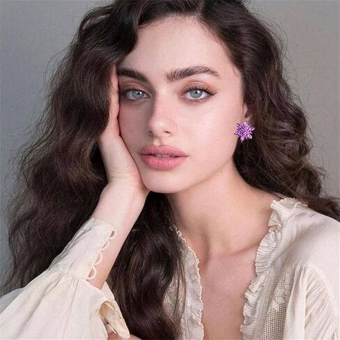 Rhinestone Flower Stud Earrings for Women Elegant Large Big Sparkly CZ Cubic Zirconia Daisy Sunflower Floral Cluster Flower Burst Stud Earrings Bridal Wedding Party Prom Costume Jewelry Bride Bridesmaids Birthstone Birthday Gift in Saudi Arabia
