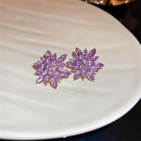 Rhinestone Flower Stud Earrings for Women Elegant Large Big Sparkly CZ Cubic Zirconia Daisy Sunflower Floral Cluster Flower Burst Stud Earrings Bridal Wedding Party Prom Costume Jewelry Bride Bridesmaids Birthstone Birthday Gift in Saudi Arabia