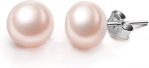 EVER FAITH 925 Sterling Silver AAA Pink Freshwater Cultured Pearl Button Stud Earrings in Saudi Arabia