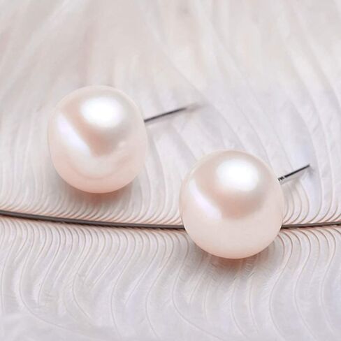 EVER FAITH 925 Sterling Silver AAA Pink Freshwater Cultured Pearl Button Stud Earrings in Saudi Arabia