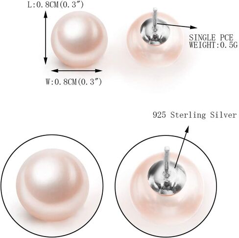 EVER FAITH 925 Sterling Silver AAA Pink Freshwater Cultured Pearl Button Stud Earrings in Saudi Arabia