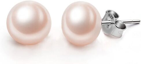 EVER FAITH 925 Sterling Silver AAA Pink Freshwater Cultured Pearl Button Stud Earrings in Saudi Arabia