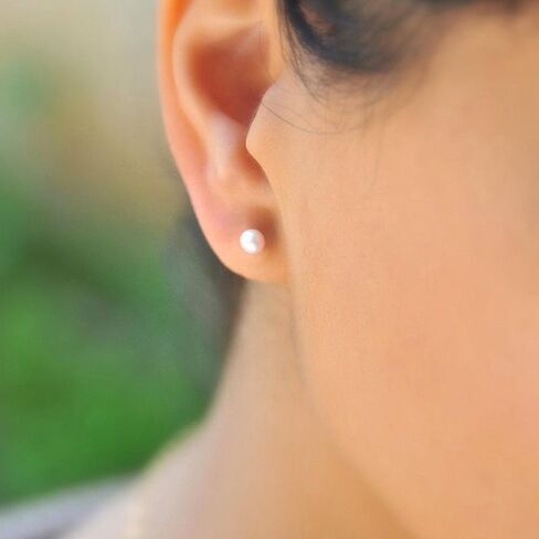 EVER FAITH 925 Sterling Silver AAA Pink Freshwater Cultured Pearl Button Stud Earrings in Saudi Arabia