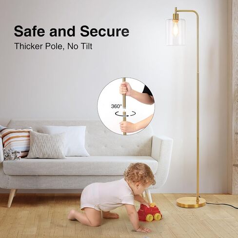 GAOMON Floor Lamps for Living Room with Glass lampshade, Modern Standing Lamp with Remote Control, Classic Reading Tall Pole Light for Bedroom Office Study Room, Gold in Saudi Arabia