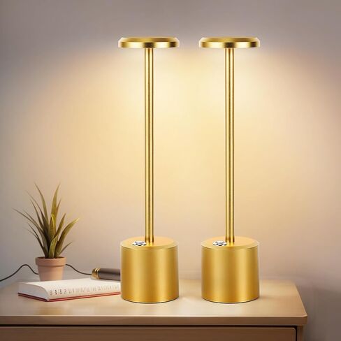 Rechargeable LED Wireless Touch Desk Lamps Set of 2, 5000mAh Battery Operated Lamp, 3 Color Modes with Memory Function and Stepless Dimming Desk Lamp for Restaurant/Bedroom/Terrace (Black) in Kuwait