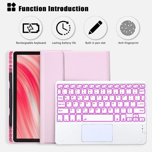 MePadKey Tablet Trackpad Keyboard Case for Amazon Fire HD 10&10 Plus 10.1 inch 11/13th Generation 2021&2023,7-Color Backlight Rechargeable Keyboard with Kids Multi-Angle Cover (Black with Black) in Kuwait