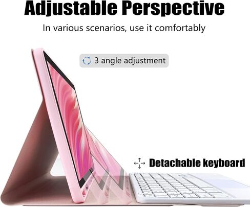 MePadKey Tablet Trackpad Keyboard Case for Amazon Fire HD 10&10 Plus 10.1 inch 11/13th Generation 2021&2023,7-Color Backlight Rechargeable Keyboard with Kids Multi-Angle Cover (Black with Black) in Kuwait