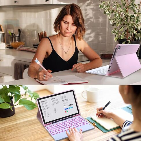 MePadKey Tablet Trackpad Keyboard Case for Amazon Fire HD 10&10 Plus 10.1 inch 11/13th Generation 2021&2023,7-Color Backlight Rechargeable Keyboard with Kids Multi-Angle Cover (Black with Black) in Kuwait