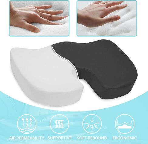 وسادة مقعد مريحة من إسفنج الذاكرة من Elantrip، راحة فائقة، دعم العصعص على شكل حرف U لكراسي المكتب، ومقاعد السيارة، والاستخدام المنزلي، غطاء غير قابل للانزلاق وقابل للغسل لتخفيف آلام عرق النسا وعظم الذيل، رمادي in Kuwait