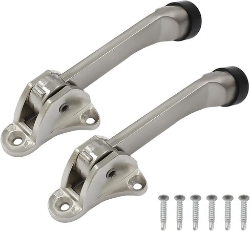 Door Stoppers Kickdown Door Stops Set of 2 - Heavy Duty Doorstops for Bottom of Door - 4 Inch Black Easy Kick Down Floor Door Stoppers with Adjustable Release in Saudi Arabia