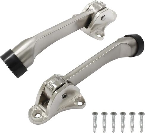 Door Stoppers Kickdown Door Stops Set of 2 - Heavy Duty Doorstops for Bottom of Door - 4 Inch Black Easy Kick Down Floor Door Stoppers with Adjustable Release in Saudi Arabia