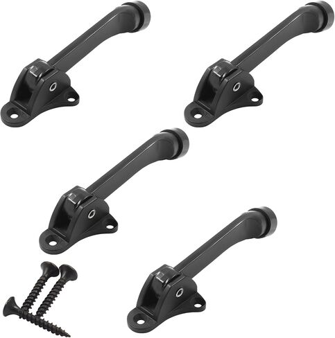 Door Stoppers Kickdown Door Stops Set of 2 - Heavy Duty Doorstops for Bottom of Door - 4 Inch Black Easy Kick Down Floor Door Stoppers with Adjustable Release in Saudi Arabia