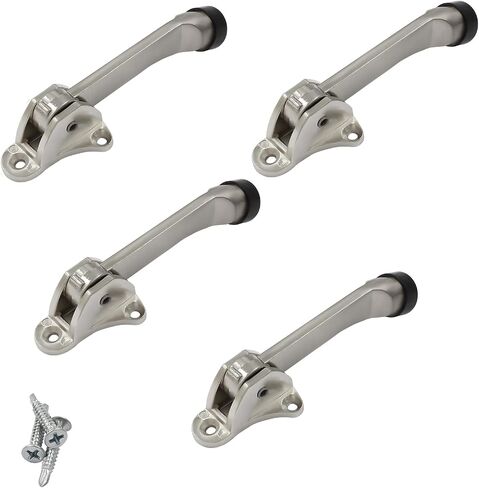 Door Stoppers Kickdown Door Stops Set of 2 - Heavy Duty Doorstops for Bottom of Door - 4 Inch Black Easy Kick Down Floor Door Stoppers with Adjustable Release in Saudi Arabia