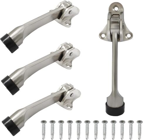 Door Stoppers Kickdown Door Stops Set of 2 - Heavy Duty Doorstops for Bottom of Door - 4 Inch Black Easy Kick Down Floor Door Stoppers with Adjustable Release in Saudi Arabia