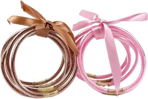 10 Pack Glitter Jelly Bracelets Fashion Jewelry Jelly Bangle Bracelets Sparkling Lightweight Silicone Bracelets for Women Girls in Kuwait