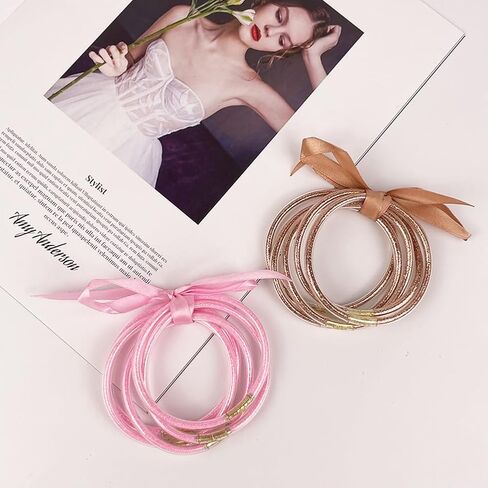 10 Pack Glitter Jelly Bracelets Fashion Jewelry Jelly Bangle Bracelets Sparkling Lightweight Silicone Bracelets for Women Girls in Kuwait