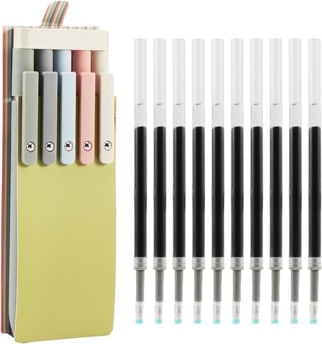 Gel Pens,5PCS Retractable Gel Ink Pens with 10PCS Refills,Black Ink Pens,0.5mm Fine Point Quick Drying Writing Pens,Soft Touch Cute Pens Aesthetic School Supplies(As Shown) in Saudi Arabia