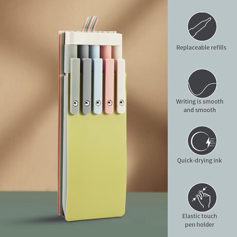 Gel Pens,5PCS Retractable Gel Ink Pens with 10PCS Refills,Black Ink Pens,0.5mm Fine Point Quick Drying Writing Pens,Soft Touch Cute Pens Aesthetic School Supplies(As Shown) in Saudi Arabia