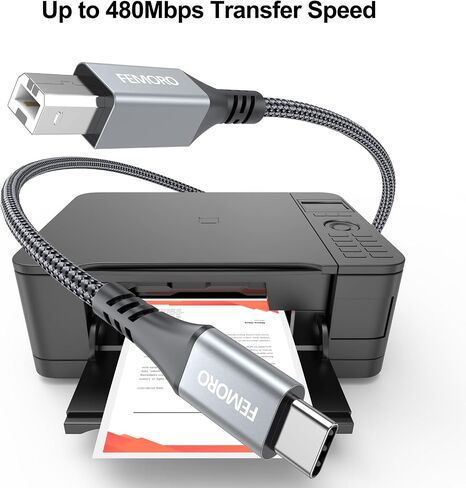 كابل طابعة FEMORO USB B إلى USB C بطول 3 أقدام، كابل USB C إلى USB B محول USB-B إلى USB-C كابل USB 2.0 إلى USB C MIDI متوافق مع جهاز MacBook Pro HP Digital Piano DJ MIDI (3 أقدام) in Saudi Arabia