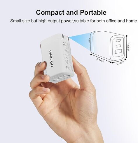 USB C Charger 65W Wall Charger,(GaN III)3 Port Fast Charging Station,65W Foldable Wall Charger Adapter for MacBook Pro/Air,HP,ThinkPad,Dell XPS,iPhone 15/14,Pro,iPad Pro/Air,Galaxy S23,Steam Deck,etc in Saudi Arabia