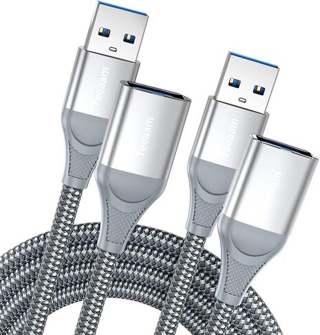 USB Extension Cable 6.6FT-2pack,USB 3.0 Extender Cord Type A Male to Female Data Transfer Lead for Playstation, Card Reader, Hard Drive, Keyboard, Printer, Camera,Xbox, Oculus Rift, Grey in Saudi Arabia