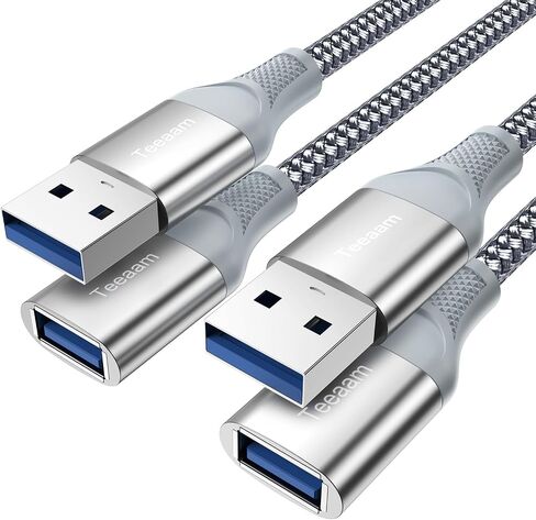USB Extension Cable 6.6FT-2pack,USB 3.0 Extender Cord Type A Male to Female Data Transfer Lead for Playstation, Card Reader, Hard Drive, Keyboard, Printer, Camera,Xbox, Oculus Rift, Grey in Saudi Arabia