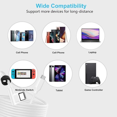 USB C to USB C Charger Cable 60W 16FT PD Type C Charger Cord Right Angle Fast Charging USBC to USBC Cable for iPhone 15 Pro Max Plus Samsung S23 S22 S21 S21+ S20 FE Note 20 iPad Pro Air Mini MacBook in Saudi Arabia