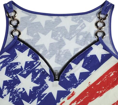 Flag Tank Top Women American Flag Star Striped Shirts 4th of July Shirt Patriotic tee Ring Hole V Neck Tank Tops in Saudi Arabia