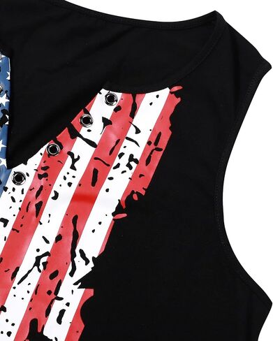 Flag Tank Top Women American Flag Star Striped Shirts 4th of July Shirt Patriotic tee Ring Hole V Neck Tank Tops in Saudi Arabia