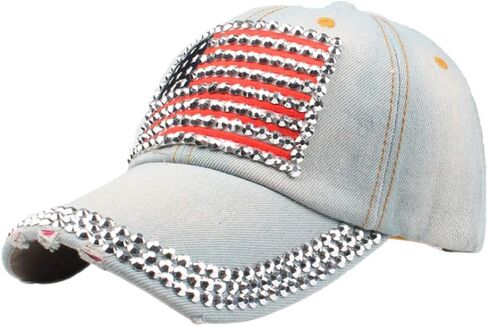 USA Flag Bling Baseball Cap Cowboy Hip-Hop Baseball Cap Adjustable Size in Saudi Arabia