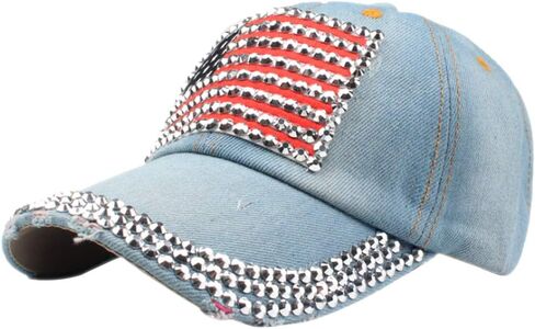 USA Flag Bling Baseball Cap Cowboy Hip-Hop Baseball Cap Adjustable Size in Saudi Arabia