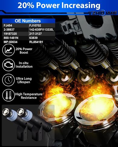 حاقن الوقود FJ454 المحسن يناسب: -جيب جراند شيروكي رانجلر TJ لـ: -دودج لـ: -Ram 1500 2500 3500 Durango 4.0L 5.2L L6 V8, FJ10702 FI11333S (1 قطعة) in Saudi Arabia